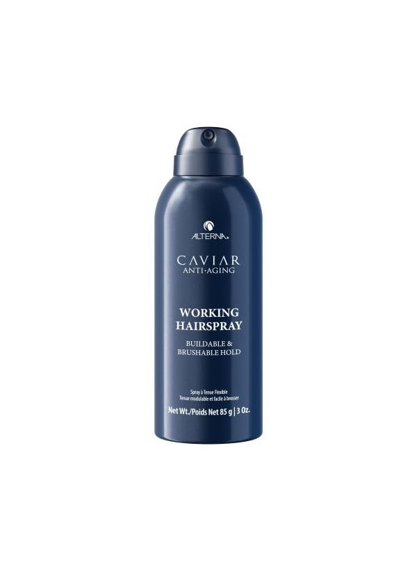 Alterna Haircare CAVIAR Anti-Aging Working Hairspray Travel Size 3 Fl Oz | Buildable, Brushable Hold | Helps Control Frizz and Adds Shine | Sulfate Free