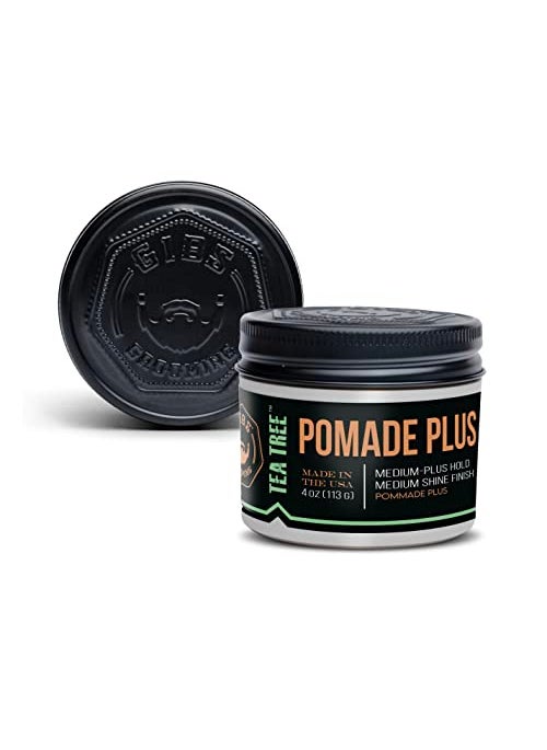 GIBS Tea Tree Pomade Plus, Medium-Plus Hold with Medium to High Shine, Clean ingredients and Made in USA, 4 oz