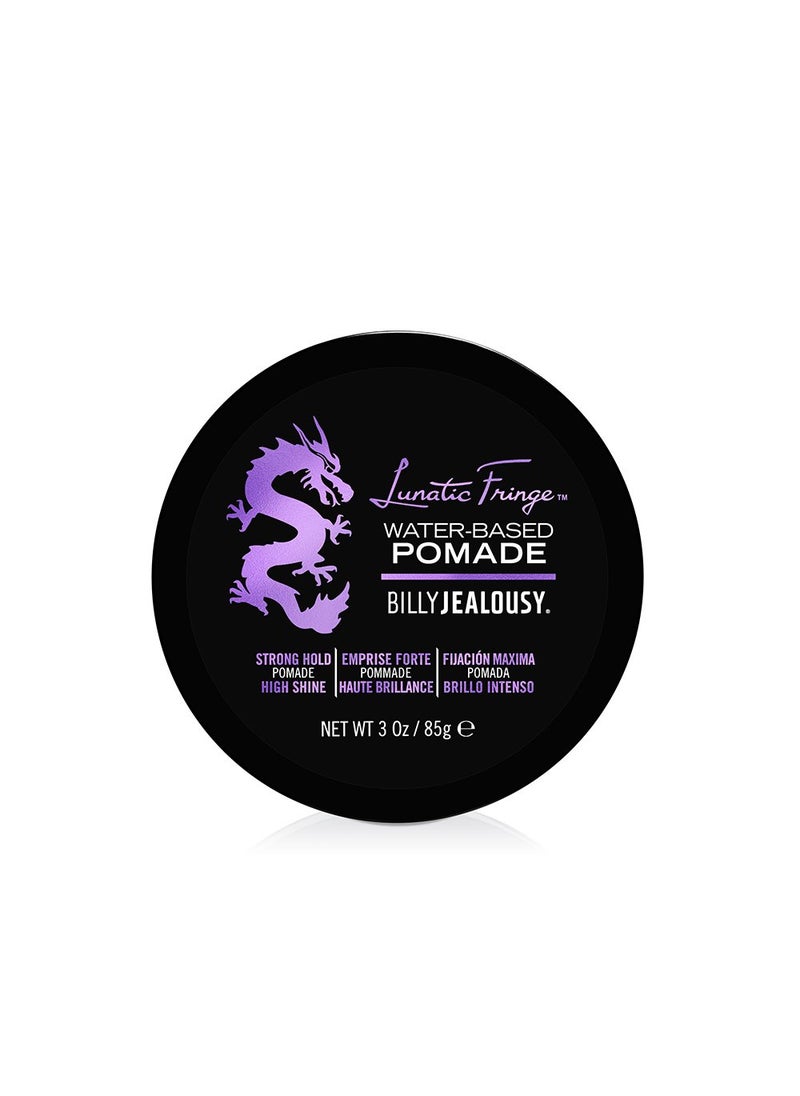 Billy Jealousy Lunatic Fringe Water-Based Pomade for Men, Strong Hold, High Shine, Water Soluble and Vegan Hair Product Ideal for Medium to Long Thick Mane, 3 oz