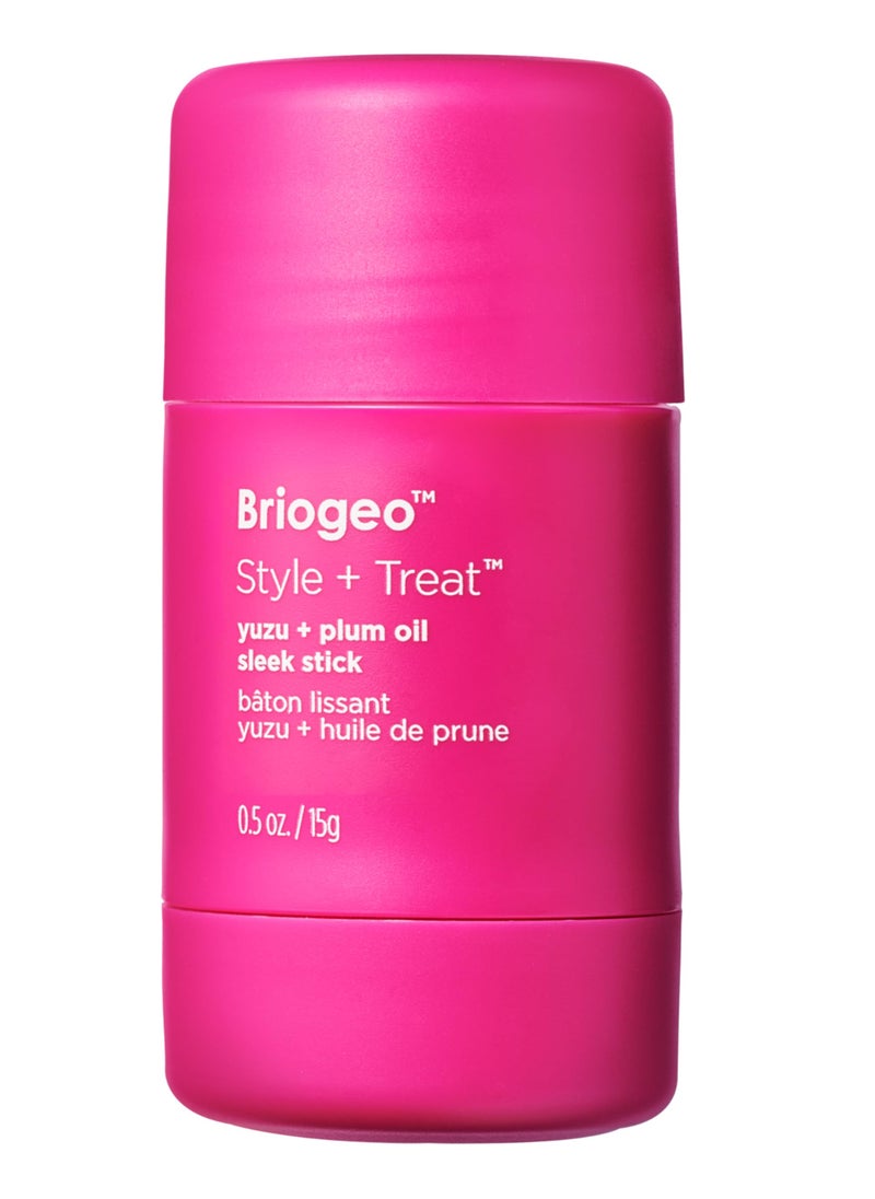 Briogeo Style + Treat Yuzu + Plum Oil Sleek Stick, Vegan Wax Hair Stick, Non-Greasy, Travel-Friendly, Tames Flyaways, Styling Stick for All Hair Types, Vegan, Cruelty-Free, 0.5 oz