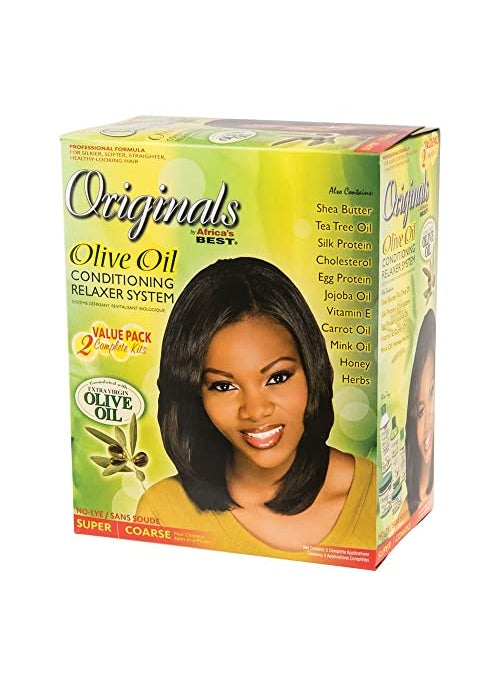 Originals By Africa's Best Olive Oil Conditioning Relaxer System 2-Pack, Helps Repair, Rebuild and Restore Your Hair's Elasticity and Softens & Shines, Designed for Coarse Hair Textures