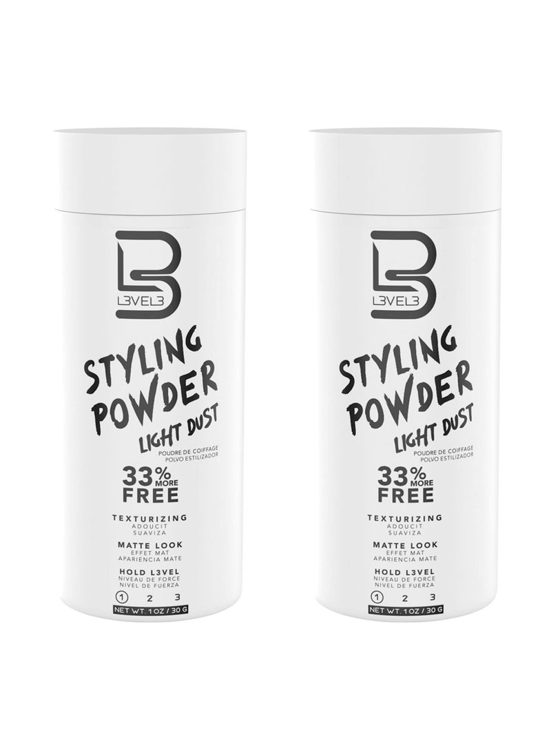 L3 - Level 3 Light Hold Styling Powder - Natural Matte Hairstyle - Texturizing and Volumizing (2 Pack)