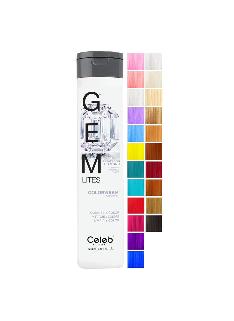 Celeb Luxury Gem Lites Colorwash, Professional Semi-Permanent Hair Color Depositing Shampoo, Flawless Diamond, 8.25 Fl Oz (Pack of 1)