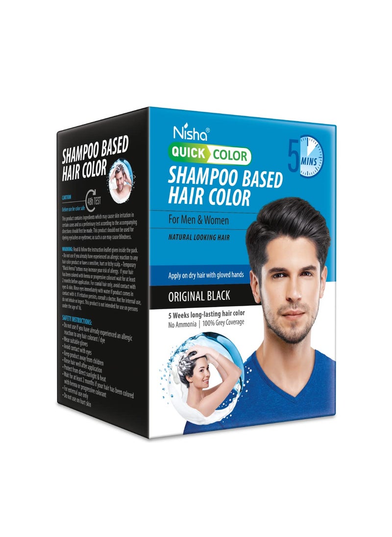 Nisha Quick Black Hair Dye, Black Hair Color Shampoo, No ammonia, Black hair color for gray coverage, 20ml Each, 10 In 1 Box