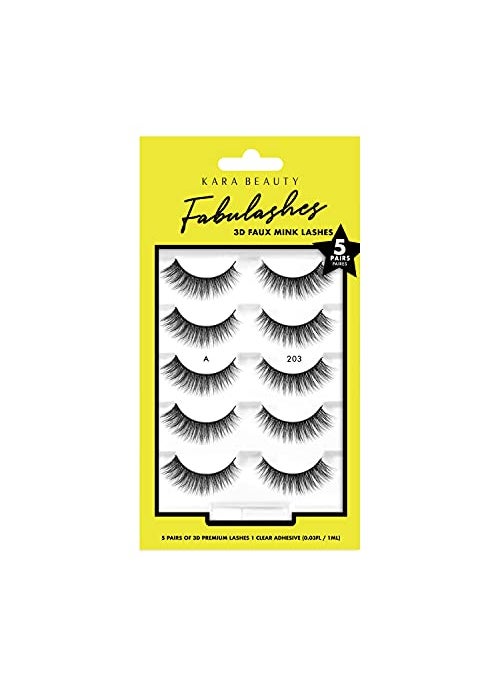 KARA BEAUTY FABULASHES 5 IDENTICAL PAIRS Multi-pack 3D Faux Mink False Eyelashes - Style KA5203