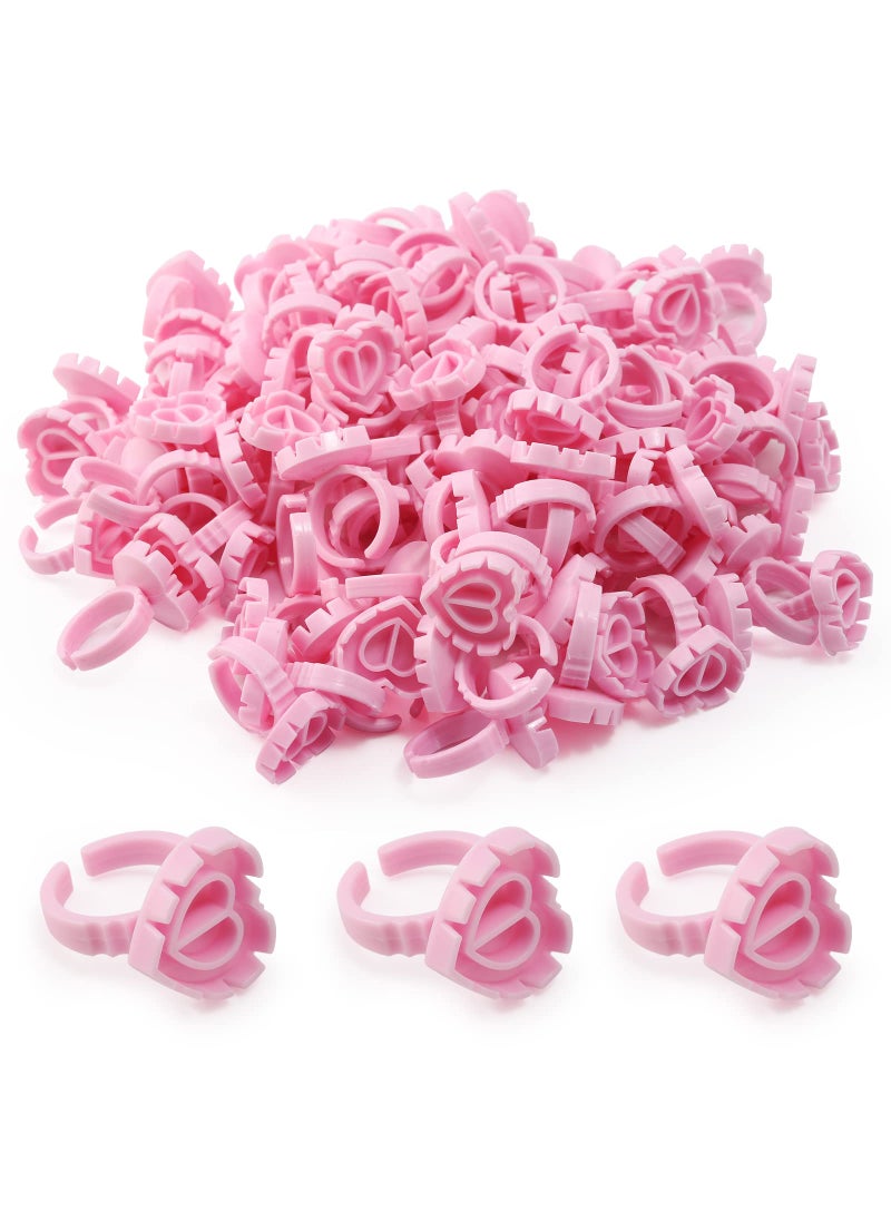 Glue Rings - Autdor 500Pcs Glue Rings for Eyelash Extensions Pink Lash Glue Rings Pigment Ring Cups Lash Glue Holder for Lash Extension Supplies Makeup Lip Microblading Supplies Nail Art