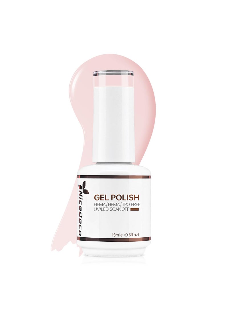 Nicedeco Hema Free Gel Nail Polish 1 Pcs 15ml Cruelty Free Vegan Clear Pink Color Soak Off LED U V Gel for Nail Art Manicure Salon DIY -017