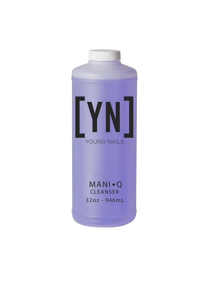 Young Nails Mani Q Gel Nail Cleanser - Nail Surface Cleanser for Gel Polish, Sticky Gel Residue Remover, After-Curing Gel Polish Cleanser, 32 fl oz