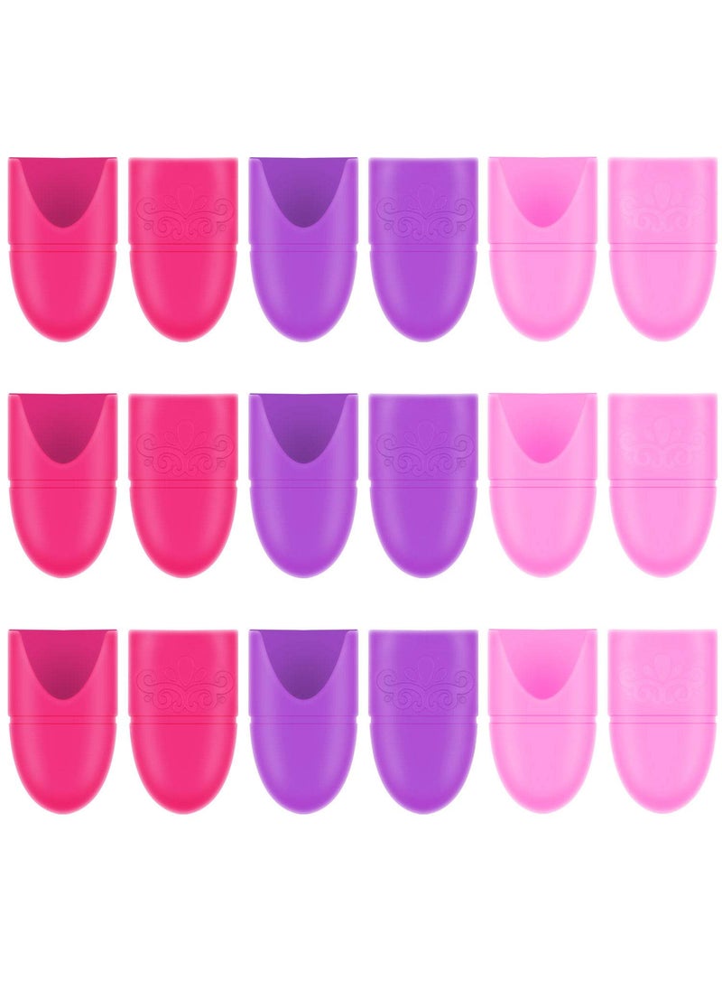 Boao 30 Pieces Wearable Nail Caps Silicone Gel Fingernail Polish Remover Wrap Cleaner Reusable Soak Off Caps in Purple, Rosy and Pink for DIY Nail Supplies