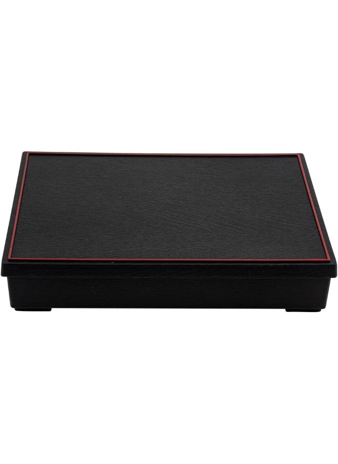 Restaurantware Bento Tek Rectangle Black and Red Large Japanese Style Bento Box - 6 Compartments