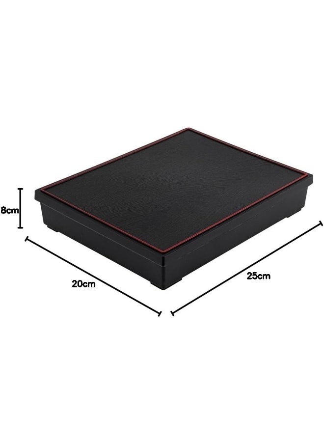 Restaurantware Bento Tek Rectangle Black and Red Large Japanese Style Bento Box - 6 Compartments