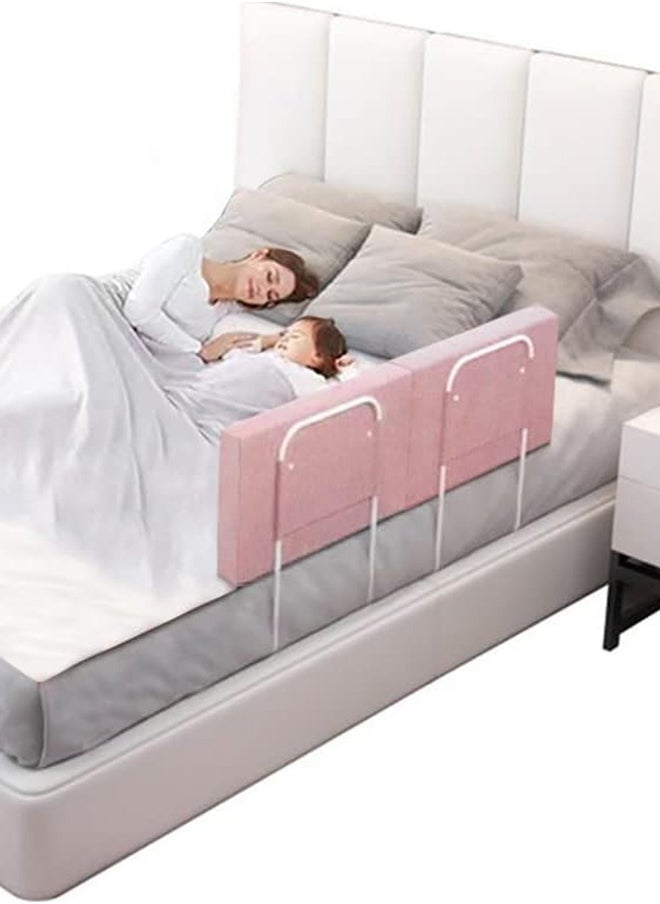 Bed rails for toddler, bed rail guard for kids,upgrade reinforced safety soft fence protector,height adjustable bed guard rail,bed safety barrier protection,Punch free (50x28cm, Pink-2pcs)
