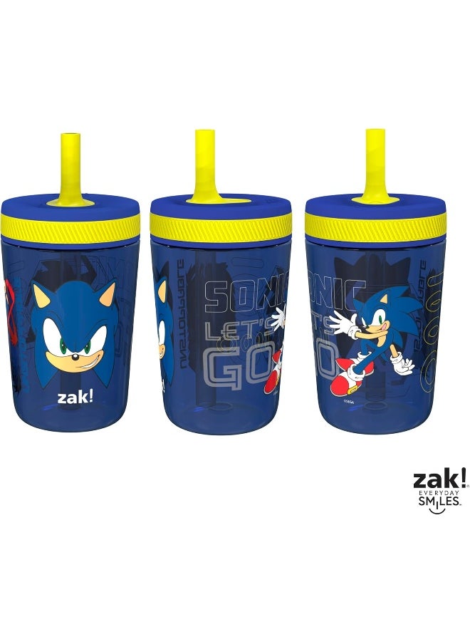 Zak Designs Sonic the Hedgehog Kelso Toddler Cups For Travel or At Home, 15oz 2-Pack Durable Plastic Sippy Cups With Leak-Proof Design is Perfect For Kids (Sonic)