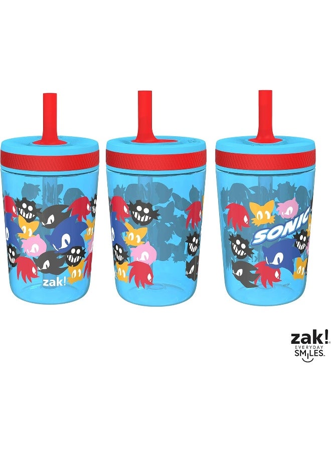 Zak Designs Sonic the Hedgehog Kelso Toddler Cups For Travel or At Home, 15oz 2-Pack Durable Plastic Sippy Cups With Leak-Proof Design is Perfect For Kids (Sonic)