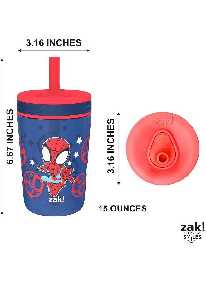Zak Designs Marvel Spider-Man Kelso Toddler Cups For Travel or At Home, 15oz 2-Pack Durable Plastic Sippy Cups With Leak-Proof Design is Perfect For Kids (Spidey and His Amazing Friends)