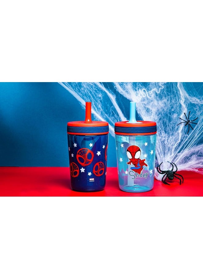Zak Designs Marvel Spider-Man Kelso Toddler Cups For Travel or At Home, 15oz 2-Pack Durable Plastic Sippy Cups With Leak-Proof Design is Perfect For Kids (Spidey and His Amazing Friends)