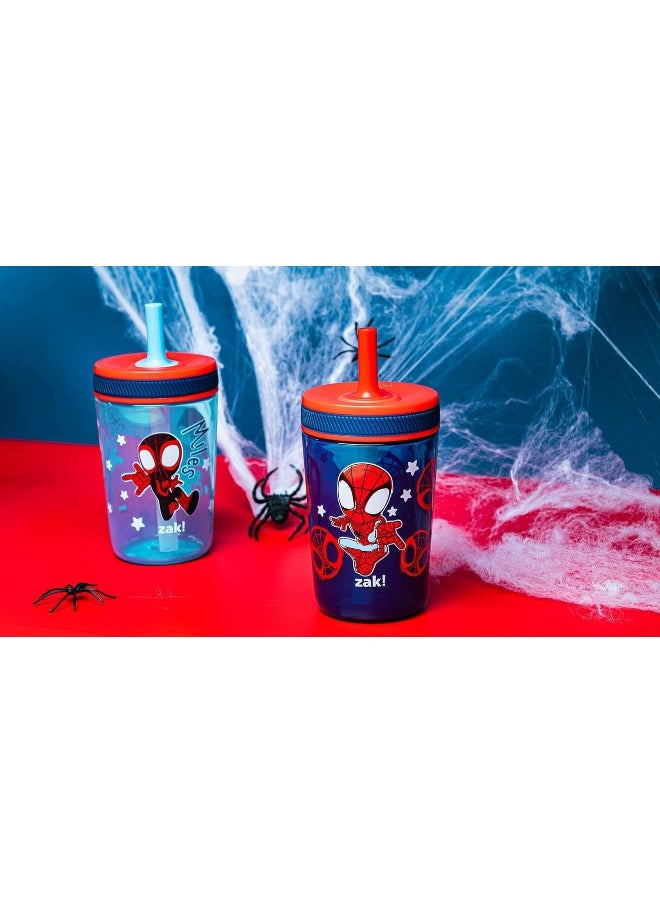 Zak Designs Marvel Spider-Man Kelso Toddler Cups For Travel or At Home, 15oz 2-Pack Durable Plastic Sippy Cups With Leak-Proof Design is Perfect For Kids (Spidey and His Amazing Friends)
