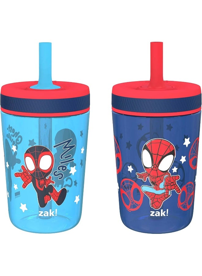 Zak Designs Marvel Spider-Man Kelso Toddler Cups For Travel or At Home, 15oz 2-Pack Durable Plastic Sippy Cups With Leak-Proof Design is Perfect For Kids (Spidey and His Amazing Friends)