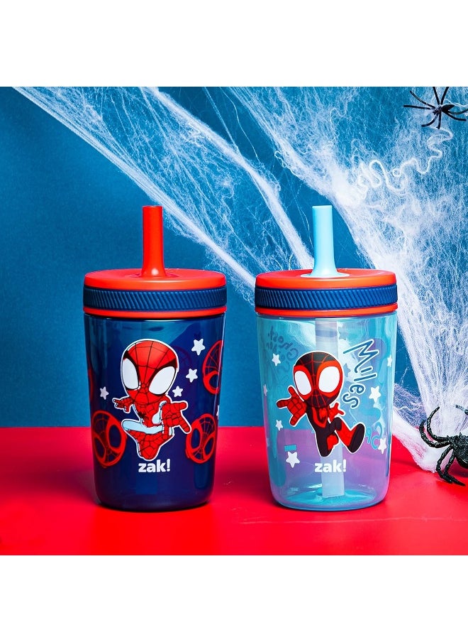 Zak Designs Marvel Spider-Man Kelso Toddler Cups For Travel or At Home, 15oz 2-Pack Durable Plastic Sippy Cups With Leak-Proof Design is Perfect For Kids (Spidey and His Amazing Friends)