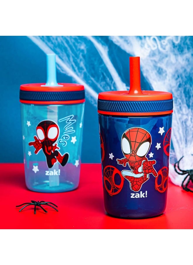 Zak Designs Marvel Spider-Man Kelso Toddler Cups For Travel or At Home, 15oz 2-Pack Durable Plastic Sippy Cups With Leak-Proof Design is Perfect For Kids (Spidey and His Amazing Friends)