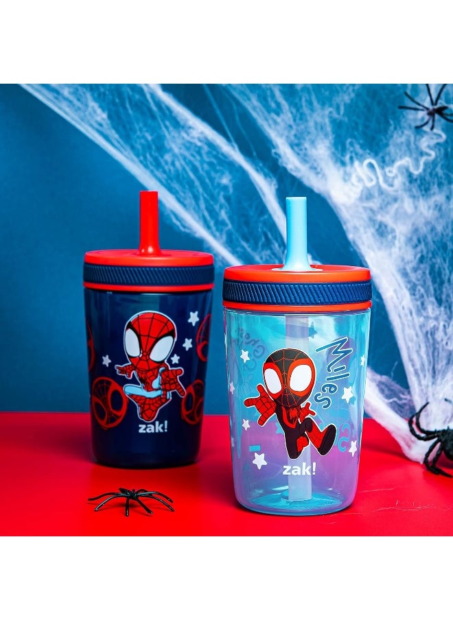Zak Designs Marvel Spider-Man Kelso Toddler Cups For Travel or At Home, 15oz 2-Pack Durable Plastic Sippy Cups With Leak-Proof Design is Perfect For Kids (Spidey and His Amazing Friends)