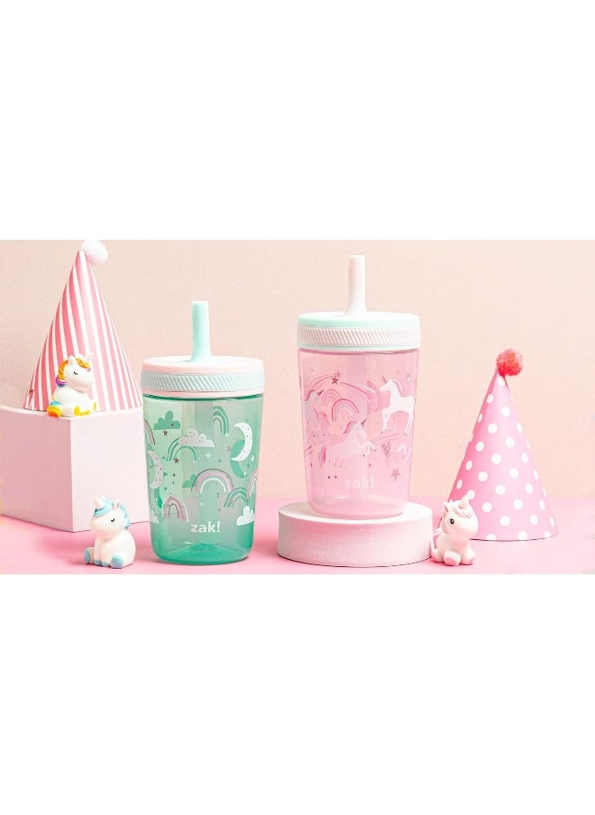 Zak Designs Kelso Toddler Cups For Travel or At Home, 15oz 2-Pack Durable Plastic Sippy Cups With Leak-Proof Design is Perfect For Kids