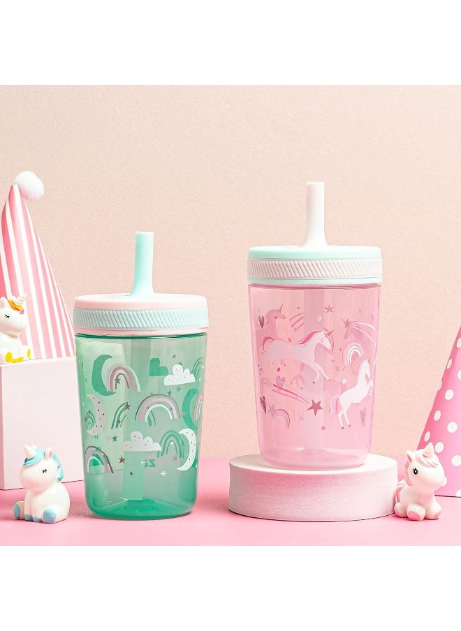 Zak Designs Kelso Toddler Cups For Travel or At Home, 15oz 2-Pack Durable Plastic Sippy Cups With Leak-Proof Design is Perfect For Kids