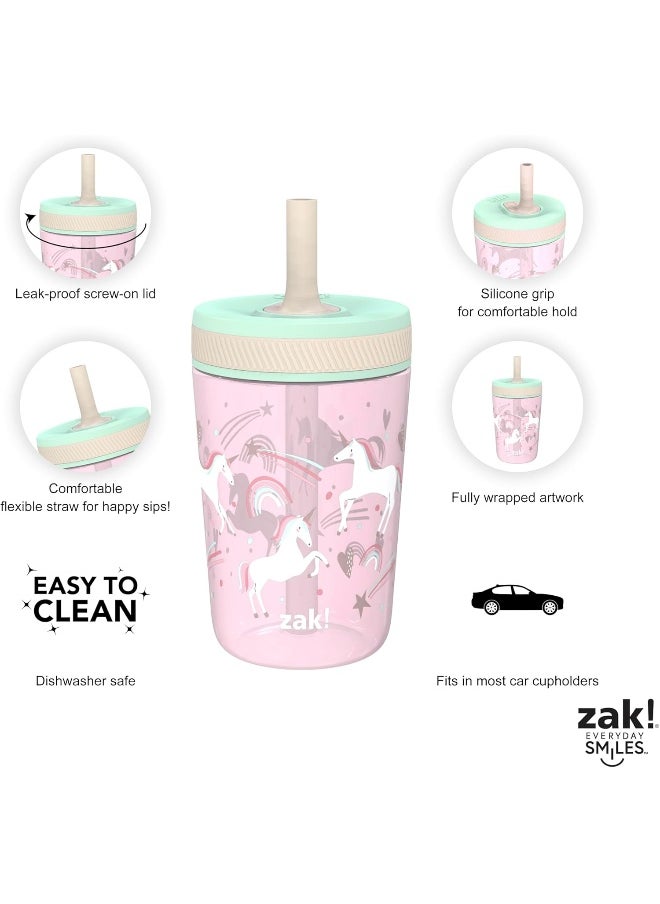 Zak Designs Kelso Toddler Cups For Travel or At Home, 15oz 2-Pack Durable Plastic Sippy Cups With Leak-Proof Design is Perfect For Kids