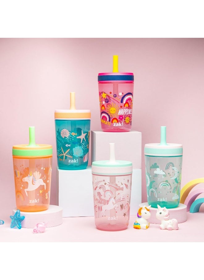 Zak Designs Kelso Toddler Cups For Travel or At Home, 15oz 2-Pack Durable Plastic Sippy Cups With Leak-Proof Design is Perfect For Kids