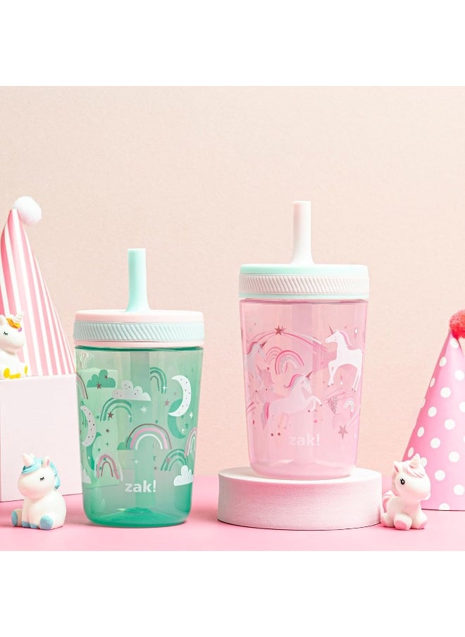 Zak Designs Kelso Toddler Cups For Travel or At Home, 15oz 2-Pack Durable Plastic Sippy Cups With Leak-Proof Design is Perfect For Kids