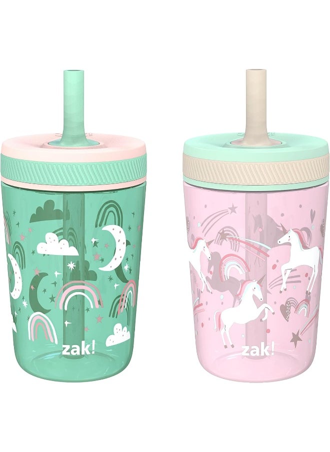 Zak Designs Kelso Toddler Cups For Travel or At Home, 15oz 2-Pack Durable Plastic Sippy Cups With Leak-Proof Design is Perfect For Kids
