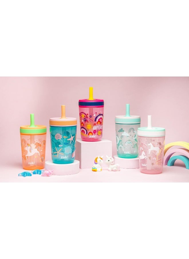 Zak Designs Kelso Toddler Cups For Travel or At Home, 15oz 2-Pack Durable Plastic Sippy Cups With Leak-Proof Design is Perfect For Kids