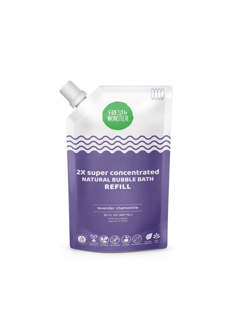 Fresh Monster Kids Bubble Bath, 2X Super Concentrated Bubble Bath for Kids, Hypoallergenic, Calming Lavender (30oz Refill Pouch)