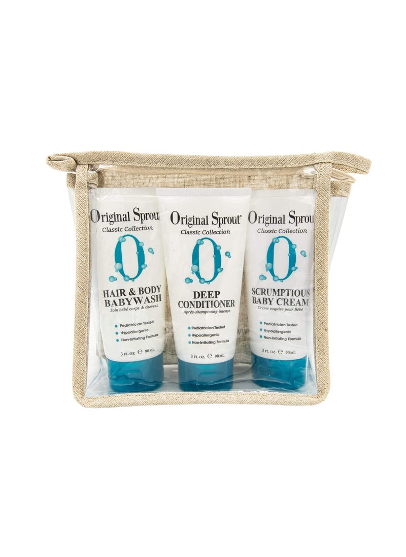 Original Sprout Travel Trio Kit (Deep Conditioner, Baby Cream, and Hair and Body Wash). Safe, Effective, Dermatologist Tested Products Perfect for Infants, Babies & Toddlers and Sensitive Skin