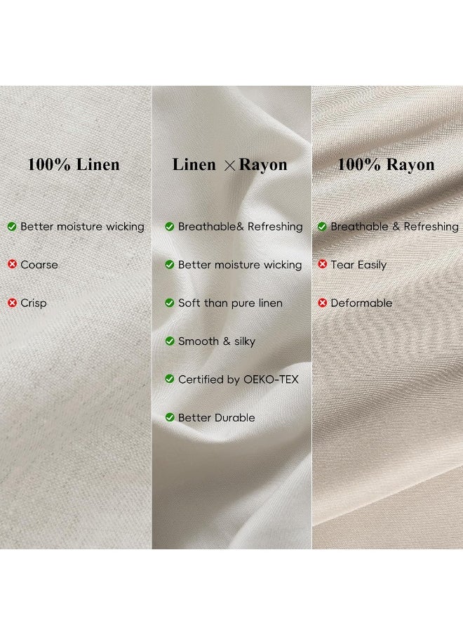 PHF Cooling Duvet Cover Queen Size, 80% Rayon Derived from Bamboo & 20% Linen, Soft Breathable Duvet Cover Set for Hot Sleepers, 3PCS Luxurious Silk Comforter Cover Bedding Collection, 90