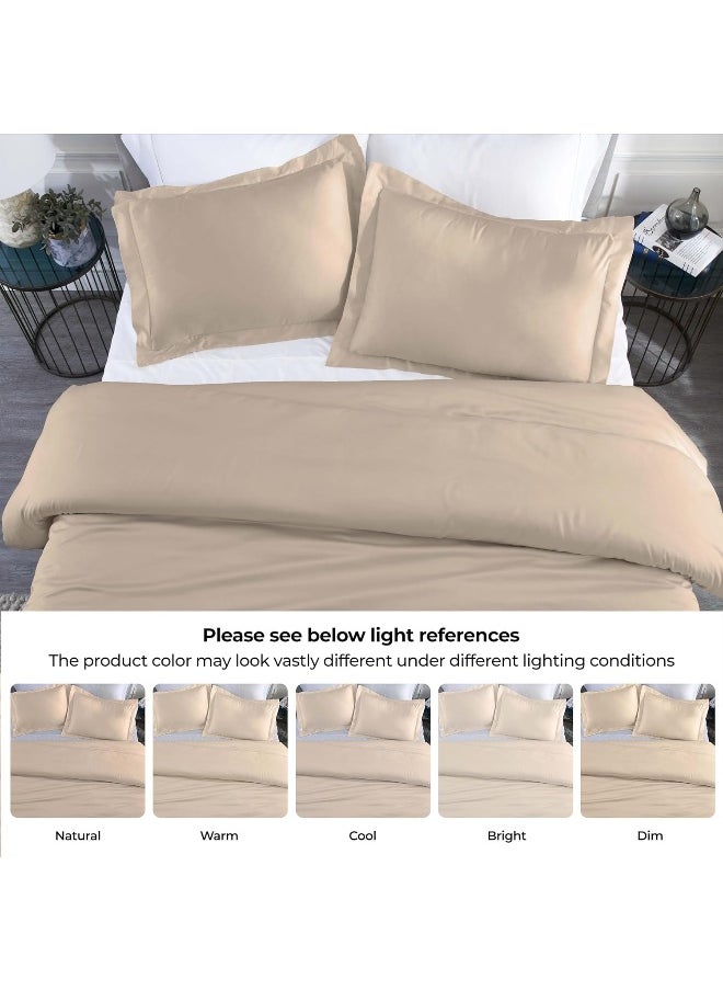 Superior Modal from Beechwood 400 Thread Count Duvet Cover Set, Soft Cool Bedding Essentials, Sateen Weave, Set Includes 1 Duvet Cover with Button Closure, 2 Pillow Shams, King/California King, Linen