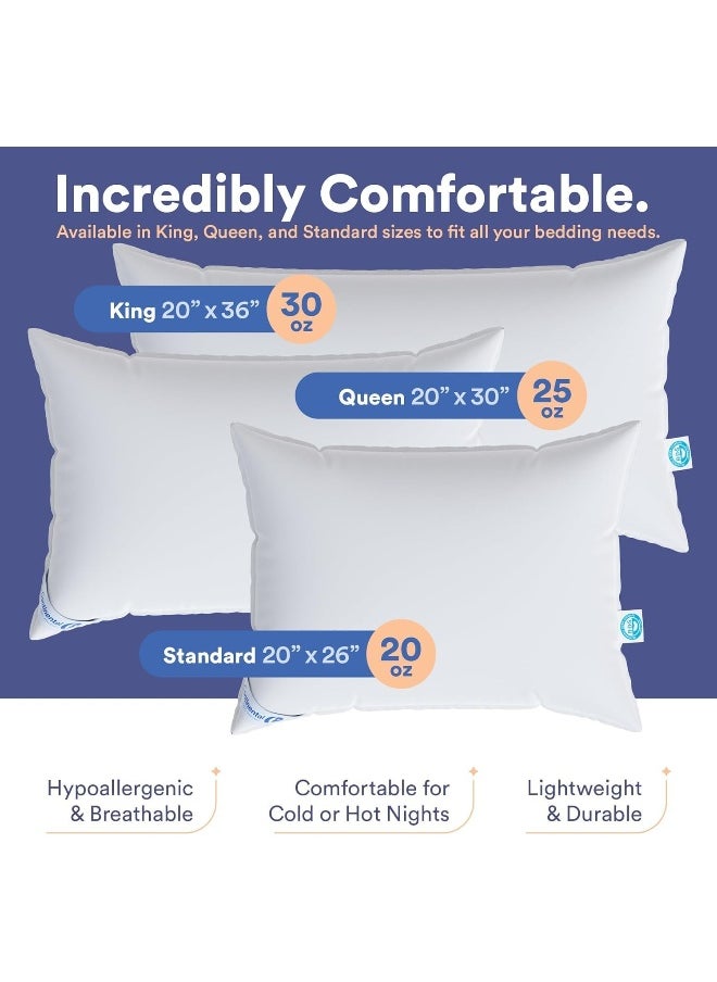 Continental Bedding Soft White Goose Down Pillow RDS Certified Cotton Pillow USA Made Soft Down Pillows for Sleeping