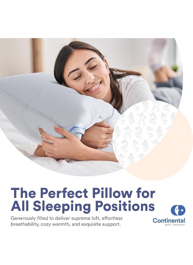 Continental Bedding Soft White Goose Down Pillow RDS Certified Cotton Pillow USA Made Soft Down Pillows for Sleeping