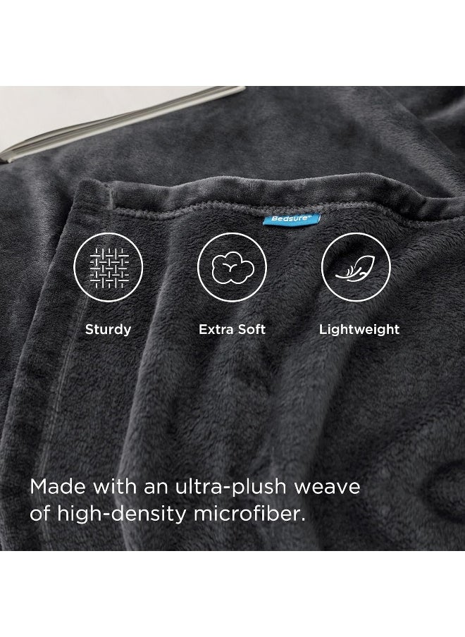 Bedsure Charcoal Fleece Blanket 50x70 Blanket - 300GSM Soft Lightweight Plush Cozy Blankets for Bed, Sofa, Couch, Travel, Camping