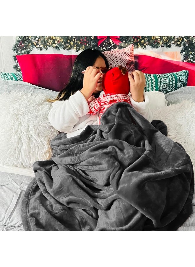 Bedsure Charcoal Fleece Blanket 50x70 Blanket - 300GSM Soft Lightweight Plush Cozy Blankets for Bed, Sofa, Couch, Travel, Camping