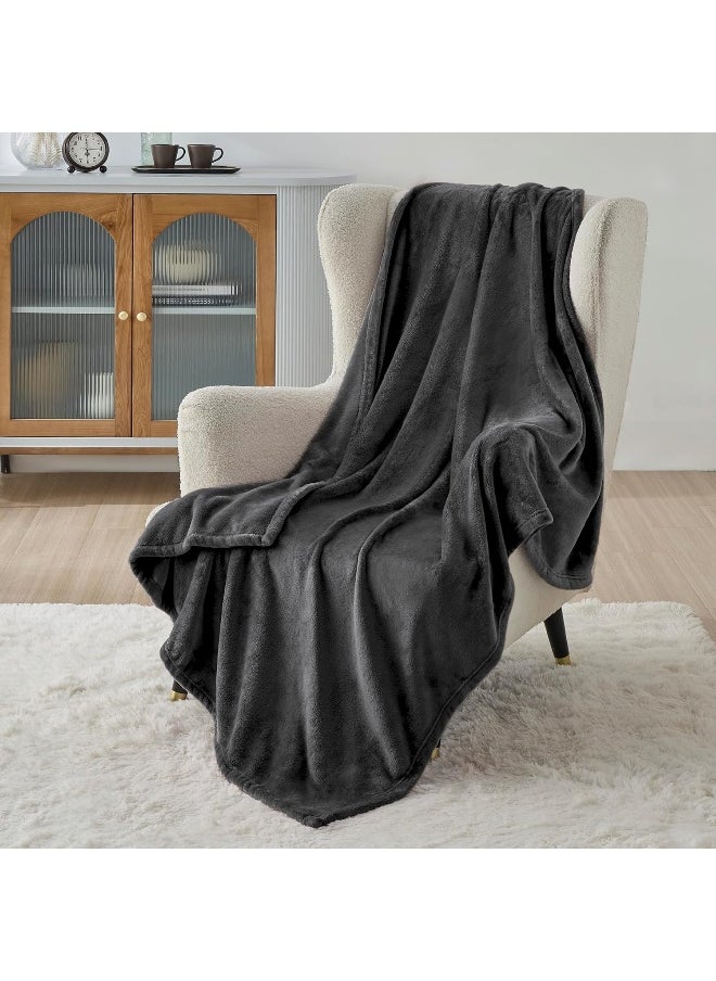 Bedsure Charcoal Fleece Blanket 50x70 Blanket - 300GSM Soft Lightweight Plush Cozy Blankets for Bed, Sofa, Couch, Travel, Camping