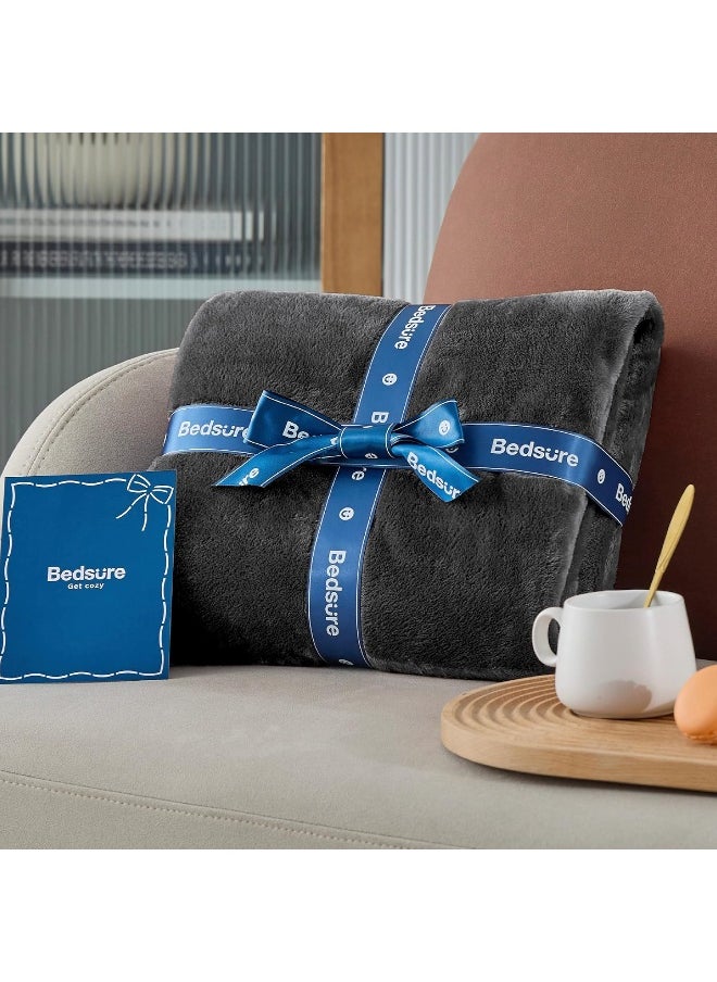 Bedsure Charcoal Fleece Blanket 50x70 Blanket - 300GSM Soft Lightweight Plush Cozy Blankets for Bed, Sofa, Couch, Travel, Camping