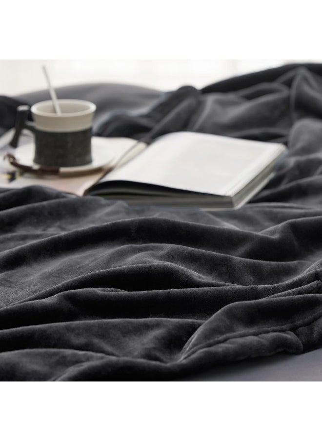 Bedsure Charcoal Fleece Blanket 50x70 Blanket - 300GSM Soft Lightweight Plush Cozy Blankets for Bed, Sofa, Couch, Travel, Camping