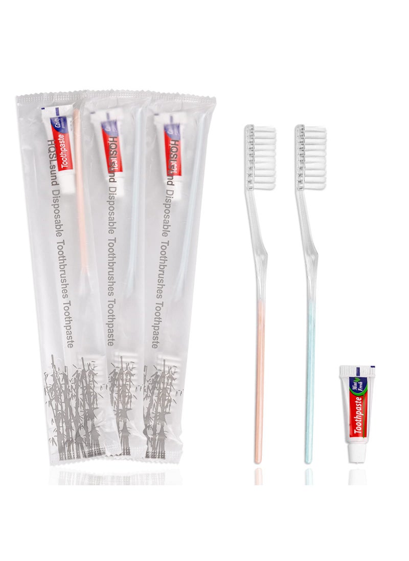 HQSLsund 30 Pack Disposable Toothbrushes with Toothpaste, Individually Wrapped Disposable Toothbrushes Bulk Toothbrushes Soft Bristle Manual Disposable Travel Toothbrush Kit