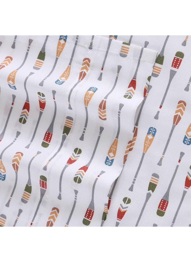 Eddie Bauer - Queen Sheets, Cotton Percale Bedding Set, Crisp & Cool Home Decor (Canoe Lake Paddle, Queen)