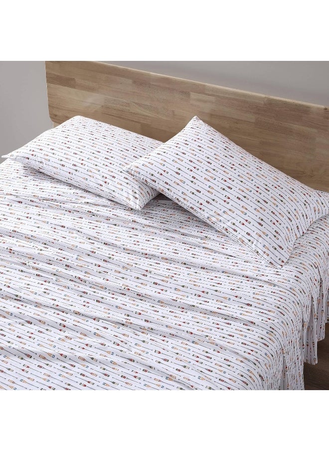Eddie Bauer - Queen Sheets, Cotton Percale Bedding Set, Crisp & Cool Home Decor (Canoe Lake Paddle, Queen)