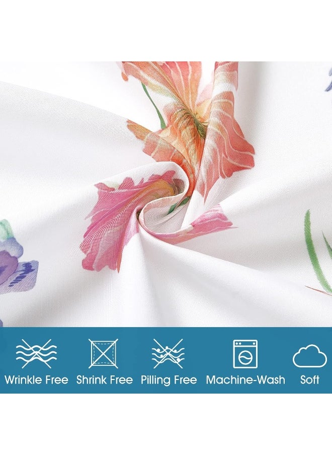 BYSURE Pastel Floral Printed Sheets Set 6 Pieces (Queen Size, Pastel Flower), 15 inch Deep Pocket Cottage Core Botanical Pattern Sheets, Wrinkle & Fade Resistant Microfiber Bedding