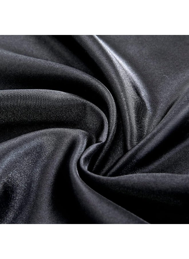 Homiest Black Satin Fitted Sheet Queen Size Fitted Bed Sheet, Deep Pocket Fitted Sheet Only, Luxury & Ultra Soft Bedding Fitted Sheet Single Bottom Bed Sheets Sold Separately