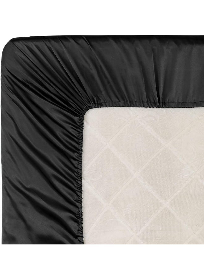 Homiest Black Satin Fitted Sheet Queen Size Fitted Bed Sheet, Deep Pocket Fitted Sheet Only, Luxury & Ultra Soft Bedding Fitted Sheet Single Bottom Bed Sheets Sold Separately