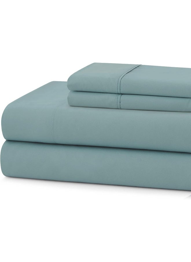 California King Size Sheets 100% Cotton Made in Egypt Soft 400 Thread Count for Cal King Size Bed Mattress, 4 Pieces Bedding Sheets & Pillowcases Sets, California King, Misty Blue
